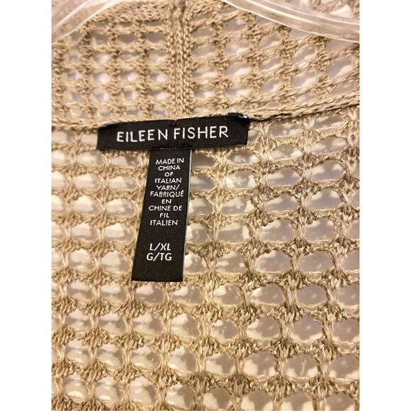 Eileen Fisher Open Stitch Longline Organic Linen Cardigan Sz XL - Picture 6 of 13